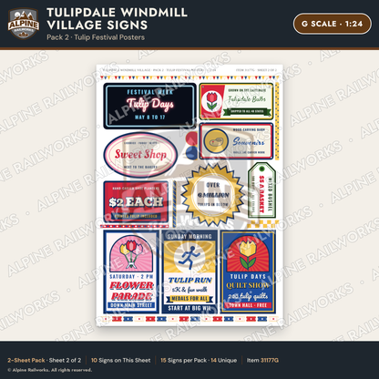 Alpine Railworks 31177G G Scale Roadside Signs - Windmill Village