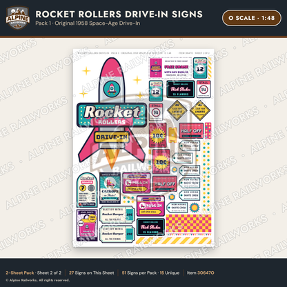 Alpine Railworks 30647O O Scale Fast Food Signs - Carhop Drive-In