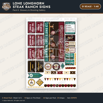 Alpine Railworks 30767O O Scale Roadside Signs - Big Steakhouse