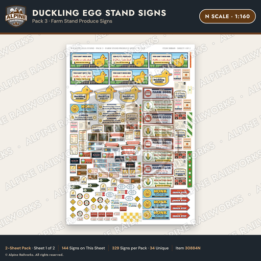Alpine Railworks 30884N N Scale Roadside Signs - Giant Duck Farm Stand