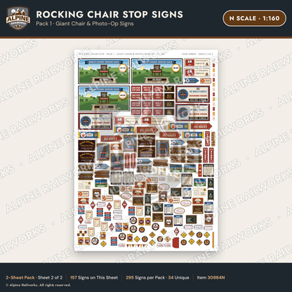 Alpine Railworks 30984N N Scale Roadside Signs - Giant Rocking Chair