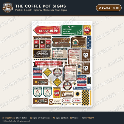 Alpine Railworks 30890O O Scale Roadside Signs - Coffee Pot Diner