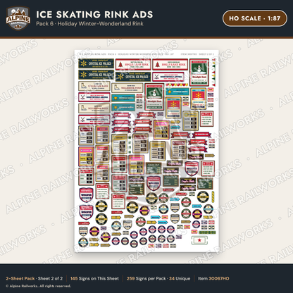 Alpine Railworks 30067HO HO Scale Ice Skating Rink Ads