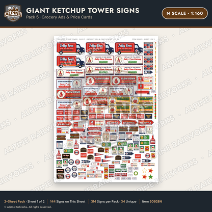 Alpine Railworks 30928N N Scale Roadside Signs - Ketchup Bottle Tower