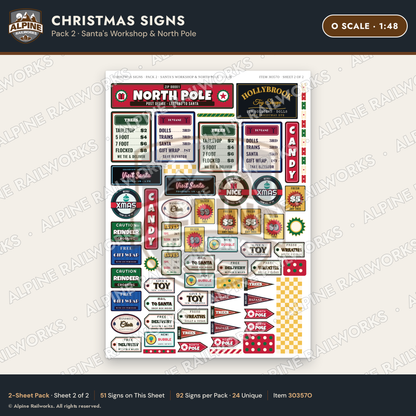 Alpine Railworks 30357O O Scale Christmas Signs - Santa's Workshop