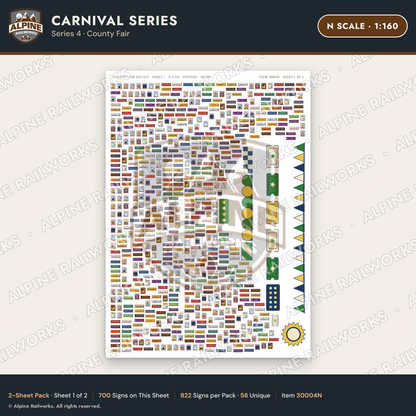 Alpine Railworks 30004N N Scale Carnival Signs - County Fair