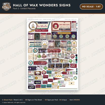 Alpine Railworks 31153HO HO Scale Roadside Signs - Wax Museum
