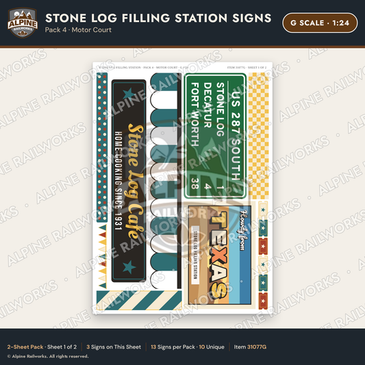 Alpine Railworks 31077G G Scale Roadside Signs - Petrified Wood