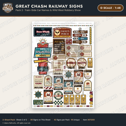 Alpine Railworks 30723O O Scale Tourist Signs - Canyon Railway