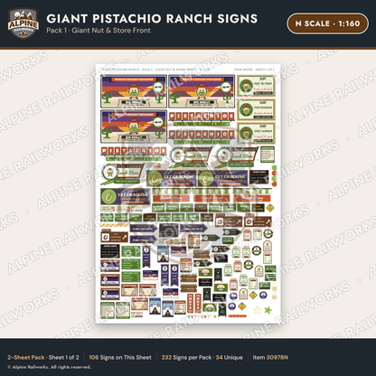 Alpine Railworks 30978N N Scale Roadside Signs - Giant Pistachio