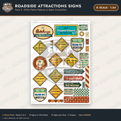 Alpine Railworks 30090G G Scale Roadside Attractions Signs