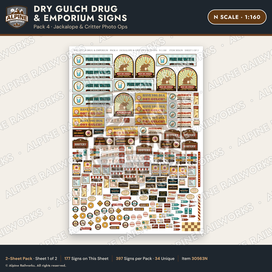 Alpine Railworks 30563N N Scale Roadside Signs - Western Drug Store