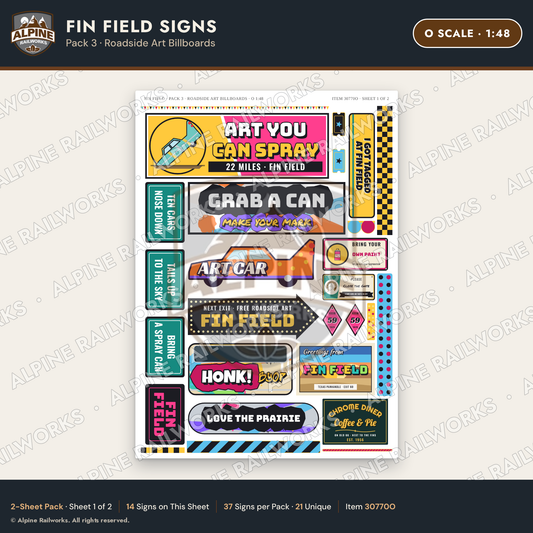 Alpine Railworks 30770O O Scale Roadside Signs - Buried Car Art