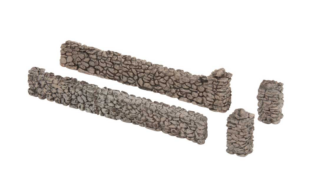 Noch 13171 HO Scale Fieldstone Wall -- 12 Pieces, Total Length 27-9/16" 70cm, 1/