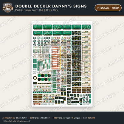 Alpine Railworks 30622N N Scale Restaurant Signs - Family Diner