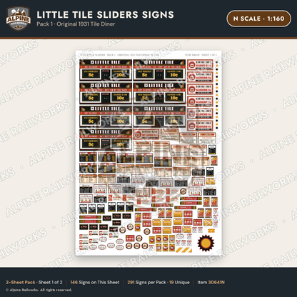 Alpine Railworks 30641N N Scale Fast Food Signs - Slider Burgers