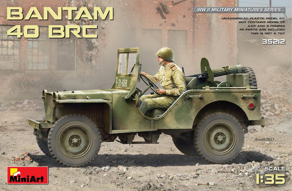 Miniart Models 35212 1/35 WWII Bantam 40BRC Military Car w/Gun & 5 Crew