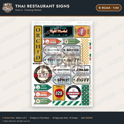 Alpine Railworks 30413G G Scale Thai Restaurant Signs