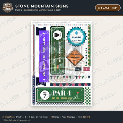 Alpine Railworks 30748G G Scale Tourist Signs - Stone Mountain