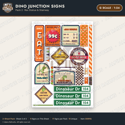 Alpine Railworks 30811G G Scale Roadside Signs - Giant Dinosaurs