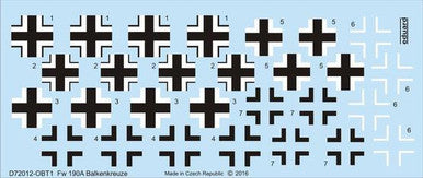 Eduard D72012 1/72 Decal Fw 190A Balkenkreuze for Eduard