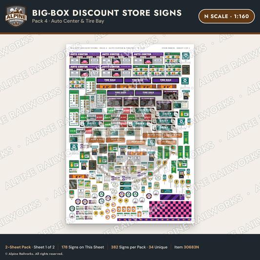Alpine Railworks 30683N N Scale Big-Box Discount Store Signs