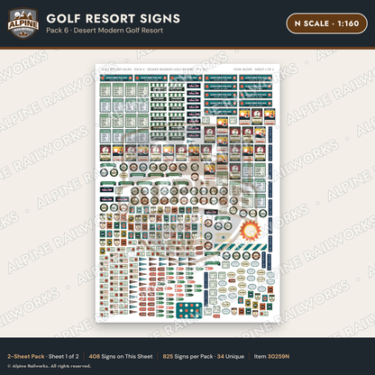 Alpine Railworks 30259N N Scale Golf Resort Signs