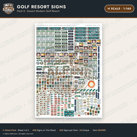 Alpine Railworks 30259N N Scale Golf Resort Signs