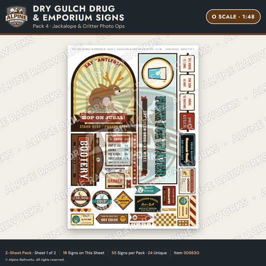 Alpine Railworks 30563O O Scale Roadside Signs - Western Drug Store