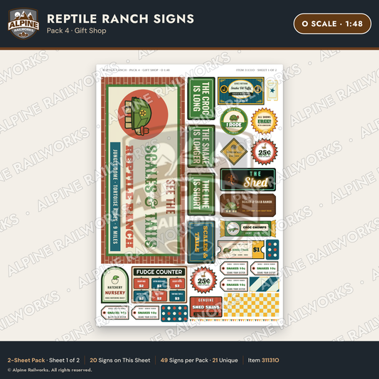 Alpine Railworks 31131O O Scale Roadside Signs - Reptile Zoo