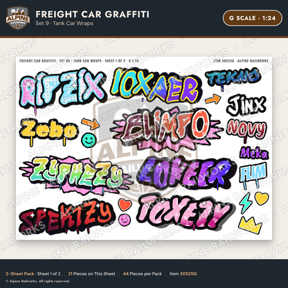Alpine Railworks 30525G G Scale Freight Car Graffiti Cut-Outs
