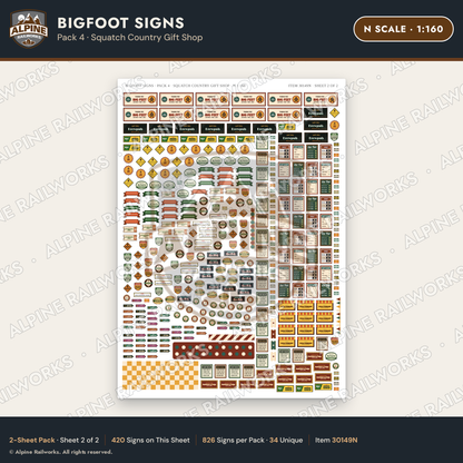 Alpine Railworks 30149N N Scale Bigfoot Signs