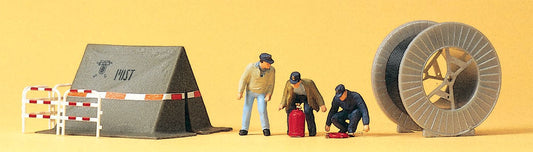 Preiser 10374 HO Telephone Workers w/Tent & Accessories