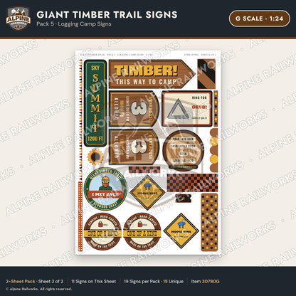 Alpine Railworks 30790G G Scale Roadside Signs - Lumberjack Redwoods