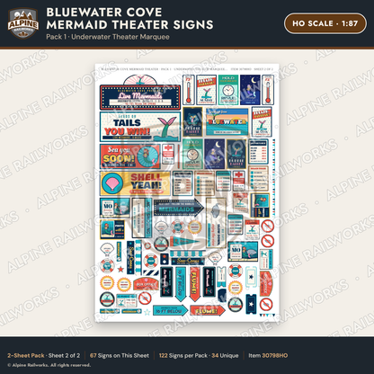Alpine Railworks 30798HO HO Scale Roadside Signs - Mermaid Show