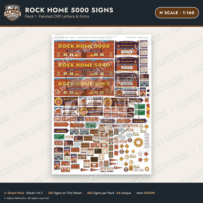 Alpine Railworks 31032N N Scale Roadside Signs - Cliff Rock House
