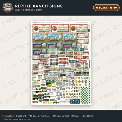Alpine Railworks 31128N N Scale Roadside Signs - Reptile Zoo