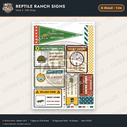 Alpine Railworks 31131G G Scale Roadside Signs - Reptile Zoo