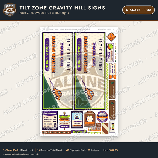 Alpine Railworks 30782O O Scale Roadside Signs - Mystery Spot