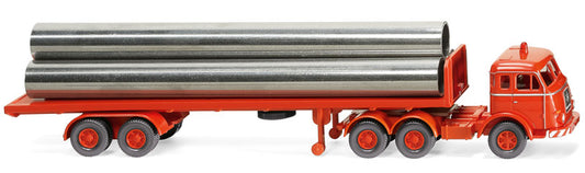 Wiking 055404 1/87 Scale Henschel Truck And Flatbed Trailer