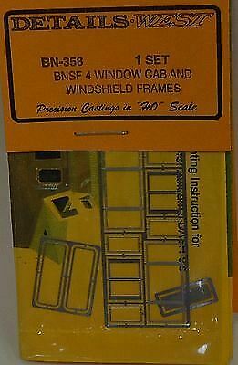 Details West 358 HO Scale 4-Window Cab & Windshield Frames -- For BNSF Units