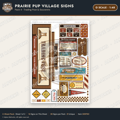 Alpine Railworks 30975O O Scale Roadside Signs - Prairie Dog Town