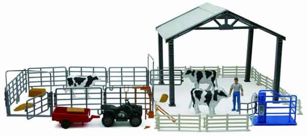 New Ray SS-05045 1/18 Scale Dairy Pole Barn Playset Playset Includes: Open Air
