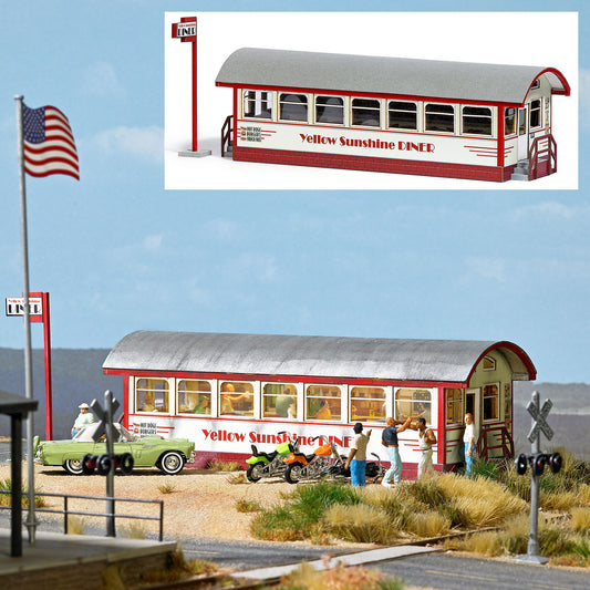 Busch 9726 HO Scale Yellow Sunshine Diner, Laser-Cut Kit