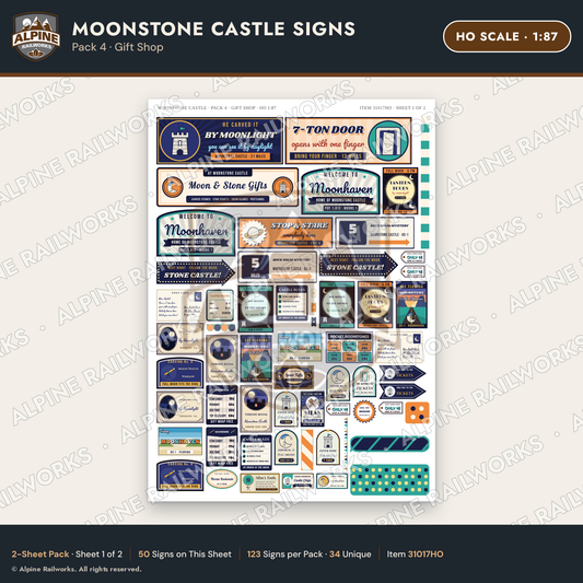 Alpine Railworks 31017HO HO Scale Roadside Signs - Stone Castle