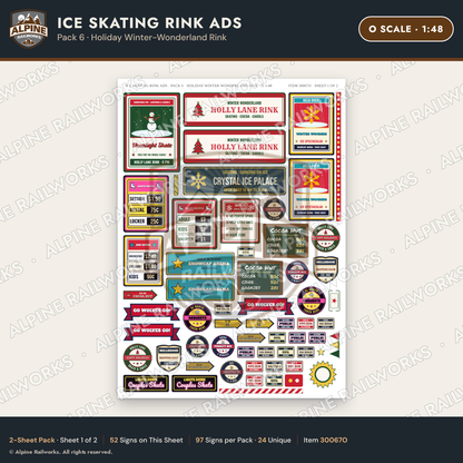 Alpine Railworks 30067O O Scale Ice Skating Rink Ads