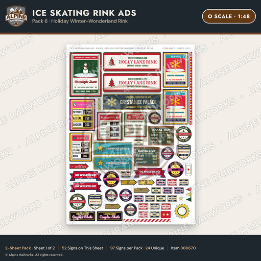 Alpine Railworks 30067O O Scale Ice Skating Rink Ads