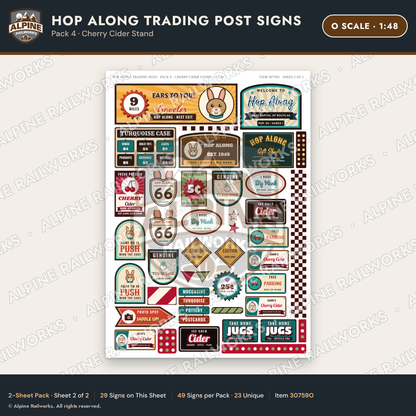 Alpine Railworks 30759O O Scale Roadside Signs - Trading Post