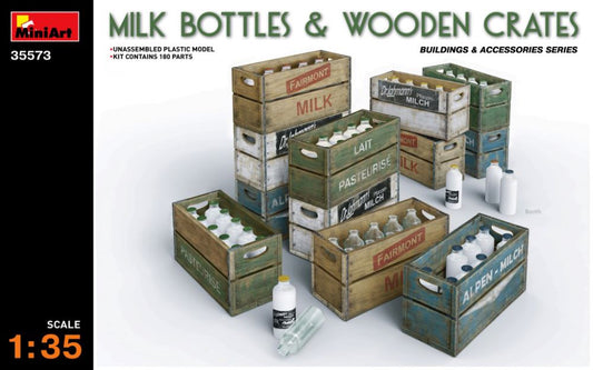 Miniart Models 35573 1/35 Milk Bottles & Wooden Crates