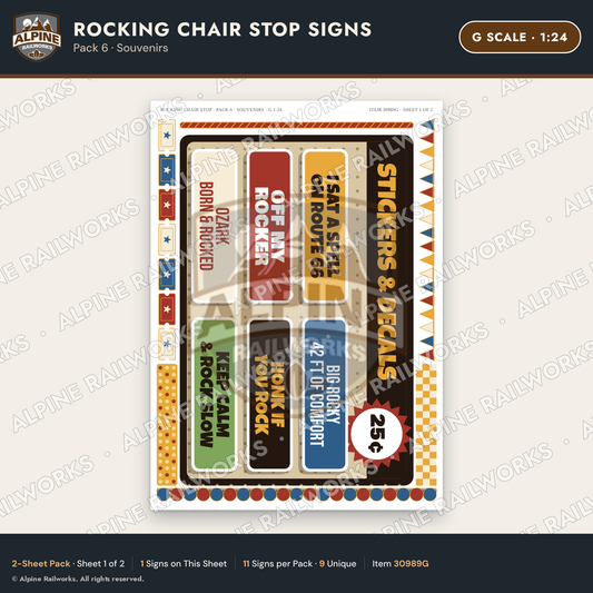 Alpine Railworks 30989G G Scale Roadside Signs - Giant Rocking Chair